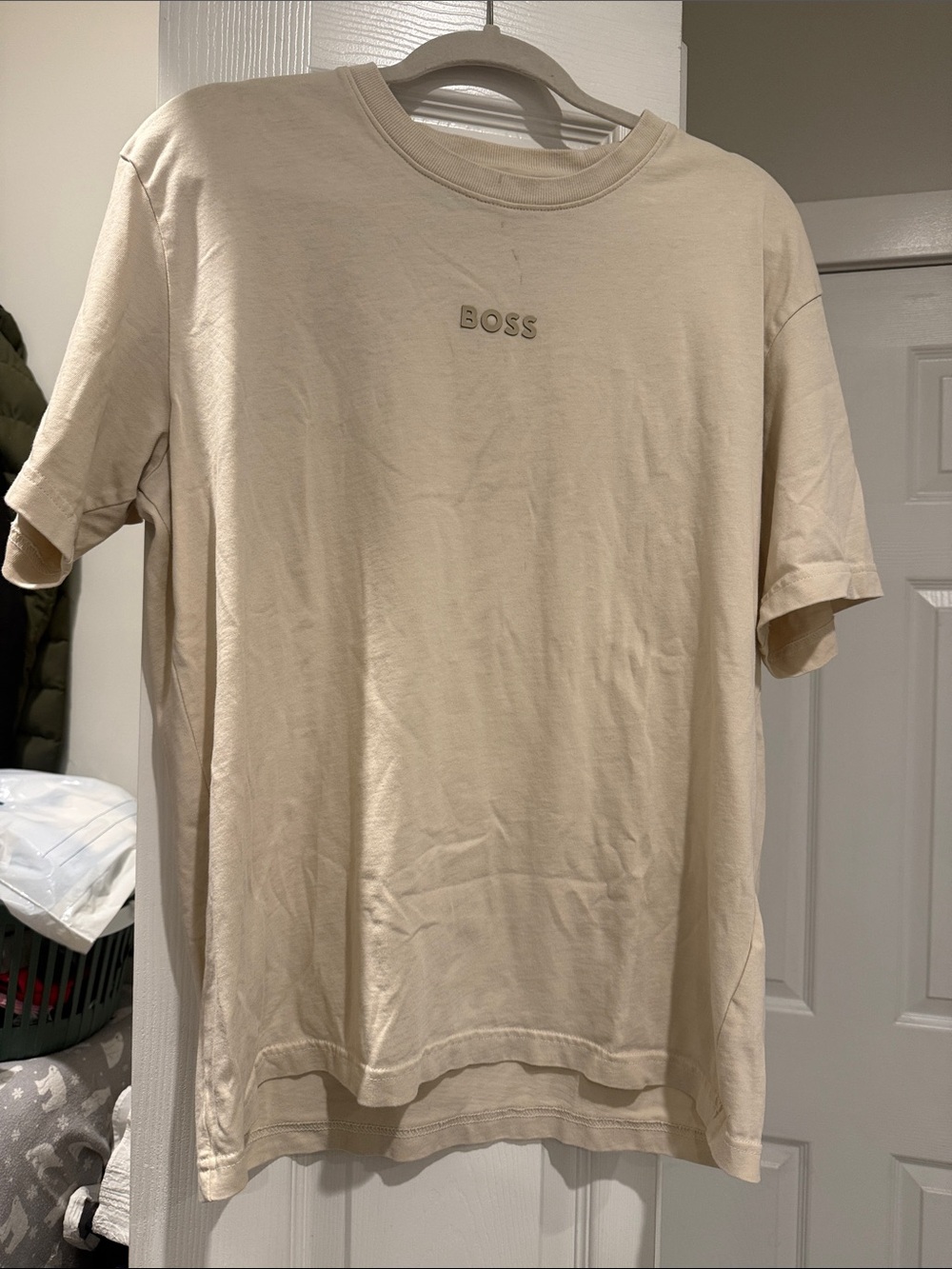 BOSS Short-Sleeve Crewneck Tee in Light Beige